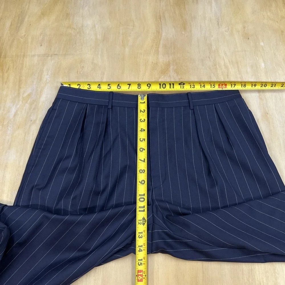 Vintage Polo Ralph Lauren Suit Men 42L Slim Fit Cuffed Pleated 35x30.5 Dark Navy